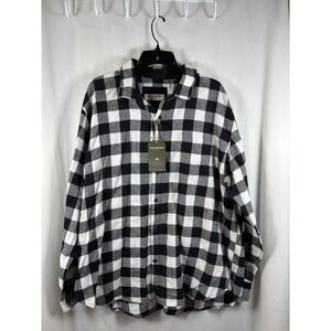 TALLWOODS Bruno Milano Black White Buffalo Plaid Flannel Shirt Size XL NEW